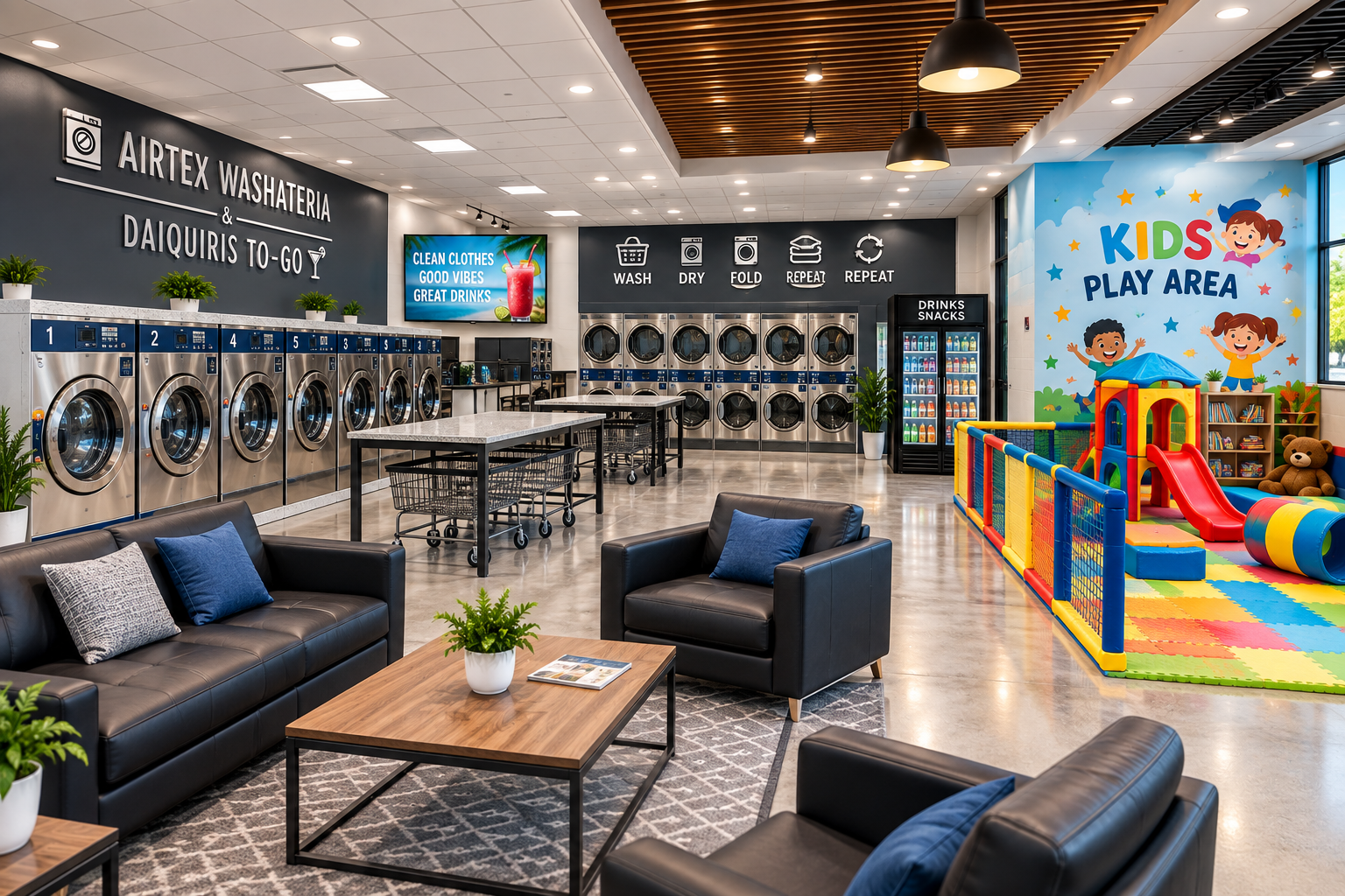 Kids arcade area at Airtex Washateria